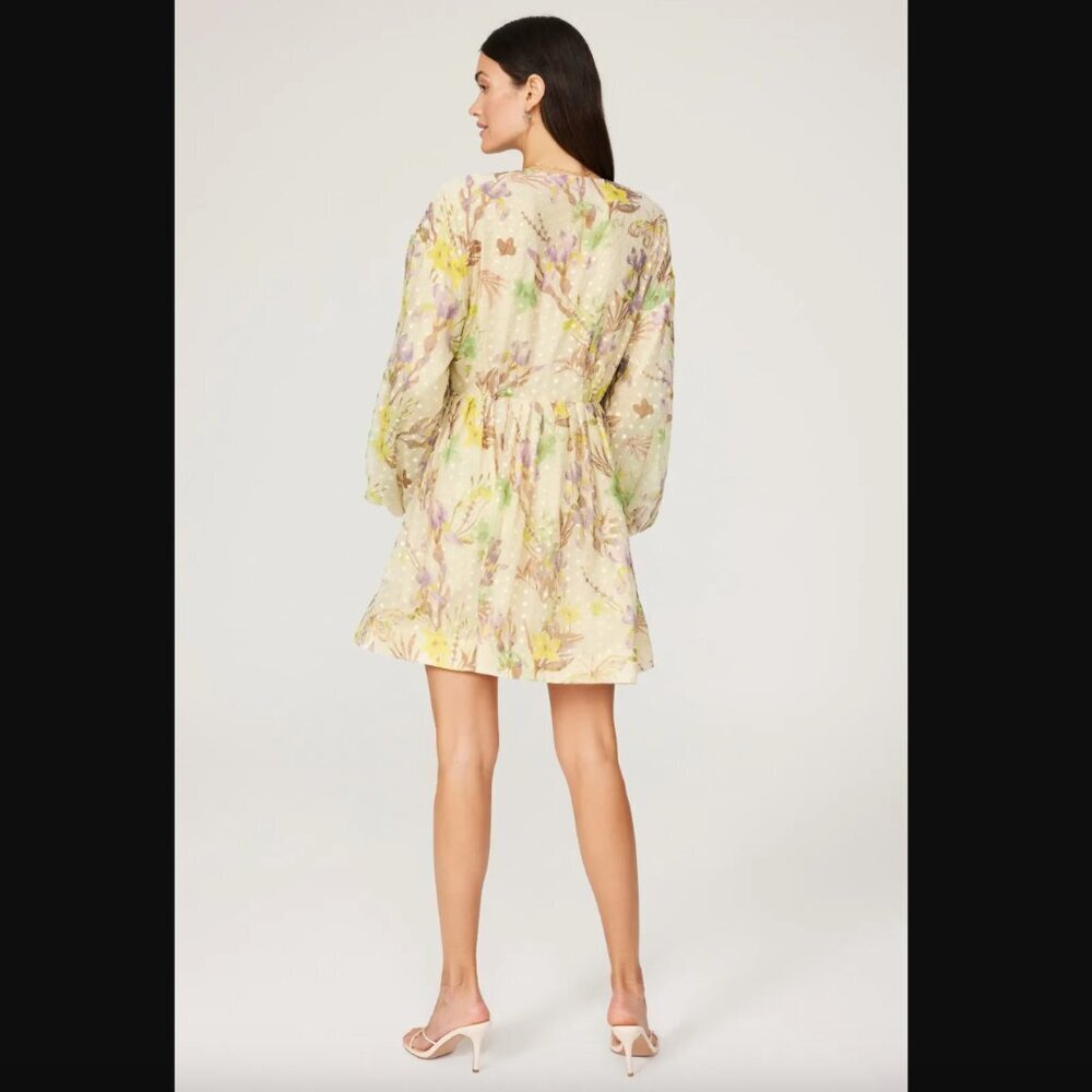 Alexis "Behati" Dress, Multicolor Floral Chiffon Long Sleeve Dress, Size Small - Picture 3 of 9